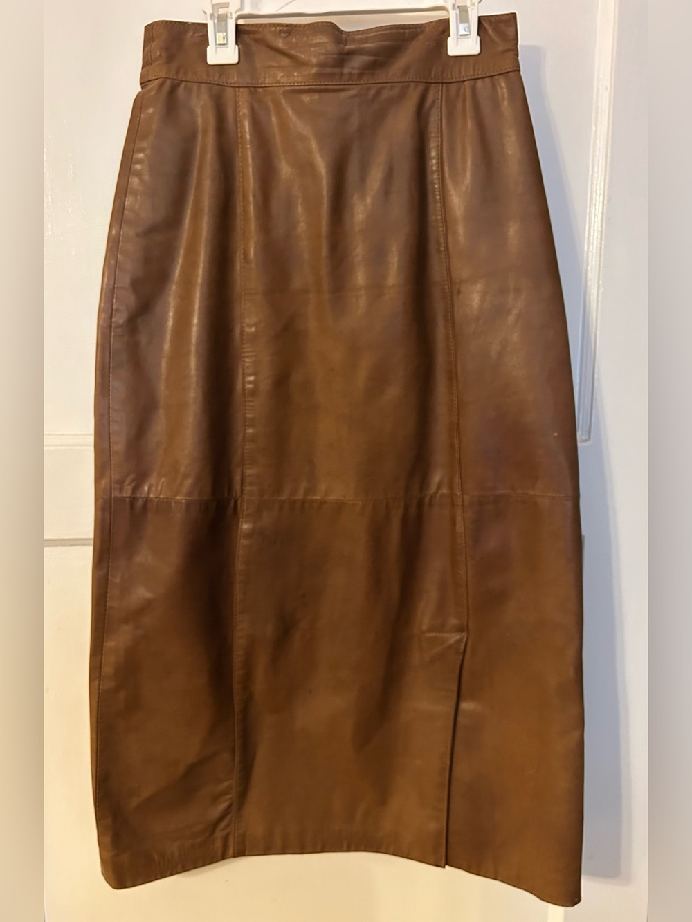 Classic Brown Leather Pencil Skirt - Sleek Women's Style